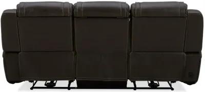 BOSTON CHARCOAL LEATHER POWER SOFA WITH DROP DOWN TABLE