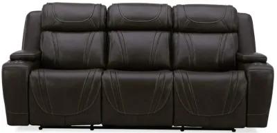 BOSTON CHARCOAL LEATHER POWER SOFA WITH DROP DOWN TABLE