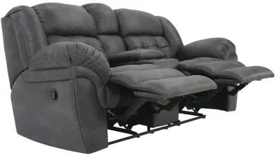 HAYGEN CHARCOAL RECLINING LOVESEAT WITH CONSOLE