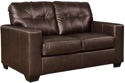 SANTORINE DARK BROWN LEATHER LOVESEAT