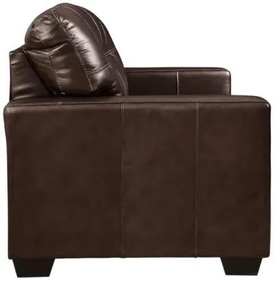 SANTORINE DARK BROWN LEATHER LOVESEAT