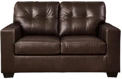 SANTORINE DARK BROWN LEATHER LOVESEAT