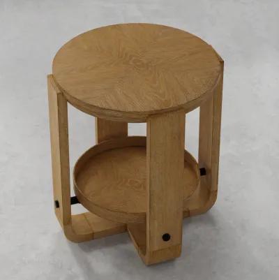 Escape Round End Table with Shelf