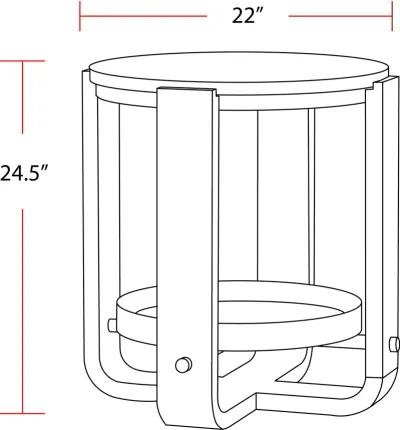 Escape Round End Table with Shelf