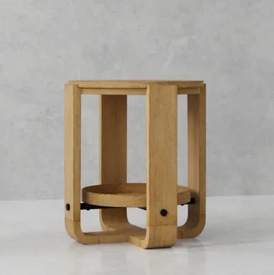 Escape Round End Table with Shelf