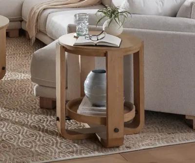 Escape Round End Table with Shelf