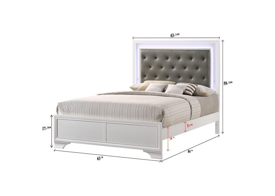 Glam Queen Bed With Upholstered Led Headboard