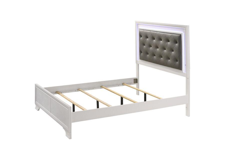 Glam Queen Bed With Upholstered Led Headboard