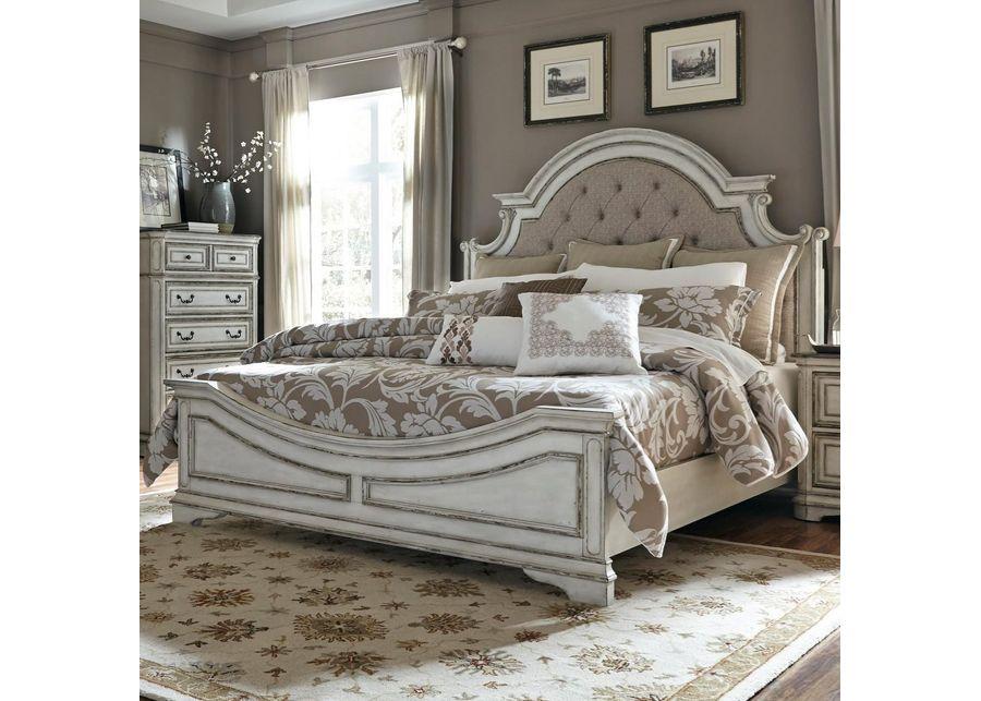 Relaxed Vintage King Upholstered Bed With Button Tufting