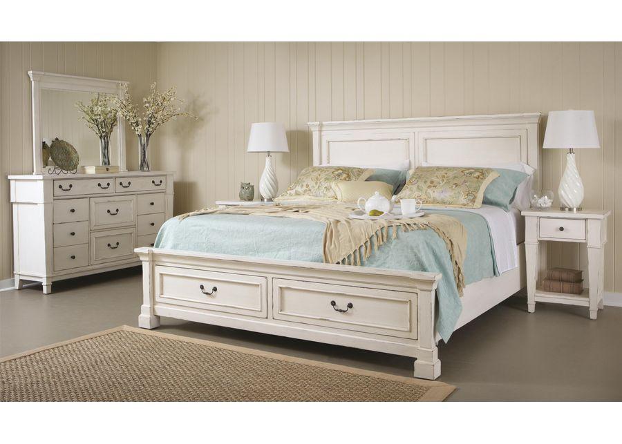 King Panel Bed W/ Storage Footboard