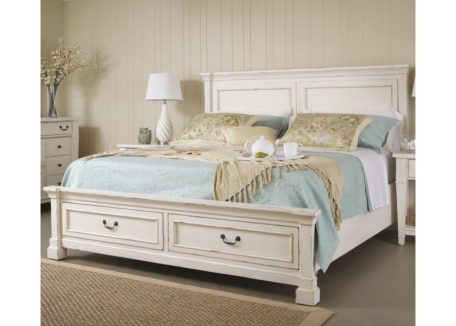 King Panel Bed W/ Storage Footboard