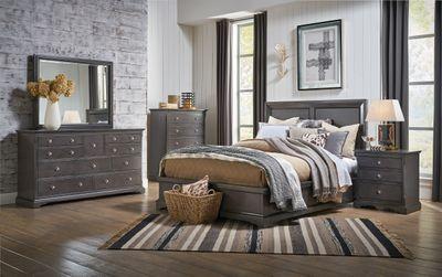 Georgetown 4-piece King Bedroom (2 Storage Units) in Grey