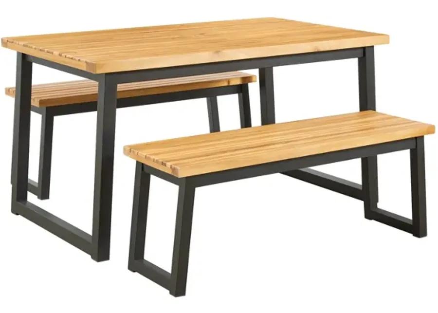 Town Wood Outdoor Dining Table Set (Set of 3)