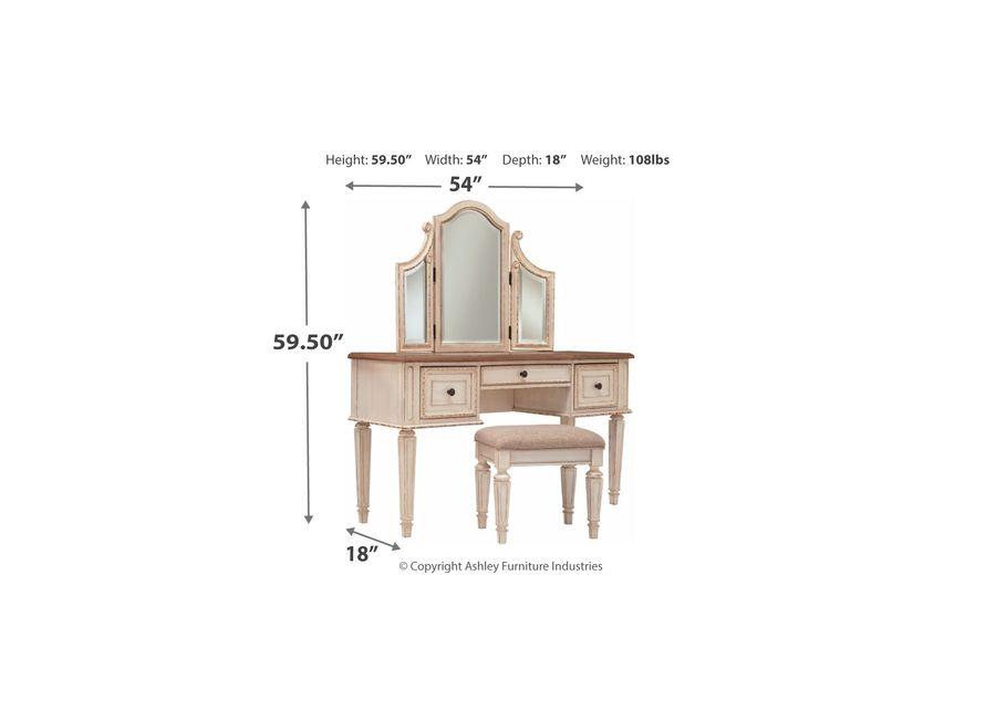 Realyn Vanity and Mirror with Stool