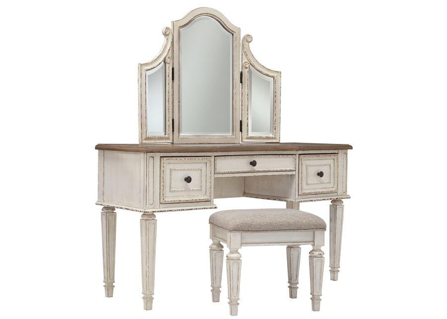 Realyn Vanity and Mirror with Stool