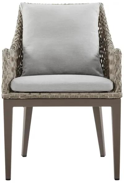 Silvana Outdoor Wicker and Aluminum Gray Dining Chair with Beige Cushions (Set of 2)