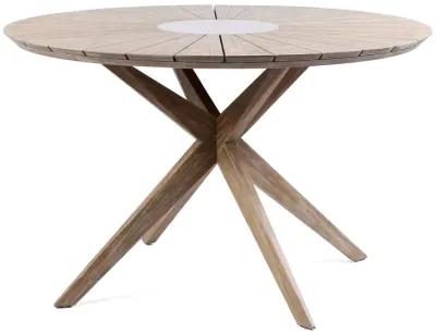 Sachi Outdoor Dark Eucalyptus Wood and Concrete Round Dining Table