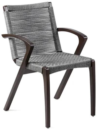 Nabila Outdoor Dark Eucalyptus Wood and Rope Dining Chairs (Set of 2) in Gray