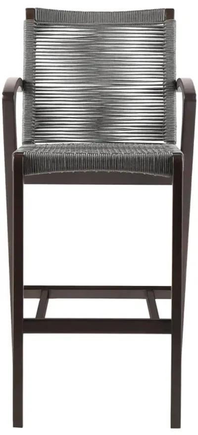 Nabila Outdoor Dark Eucalyptus Wood and Rope Counter and Bar Height Stool in Gray