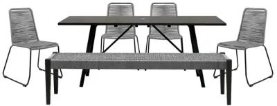 Koala Shasta and Camino 6 Piece Outdoor Dining Set in Dark Eucalyptus Wood with Gray Rope