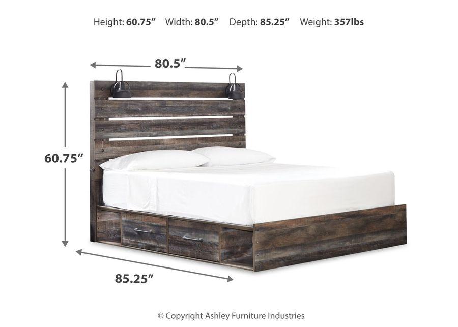 Drystan King Panel Bed with 4 Storage Drawers and 4 Cubbies