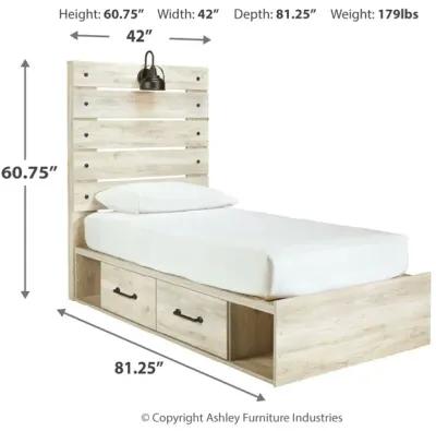 Cambeck Twin Panel Bed with 2 Storage Drawers and 2 Cubbies