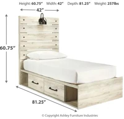 Cambeck Twin Panel Bed with 4 Storage Drawers and 4 Cubbies