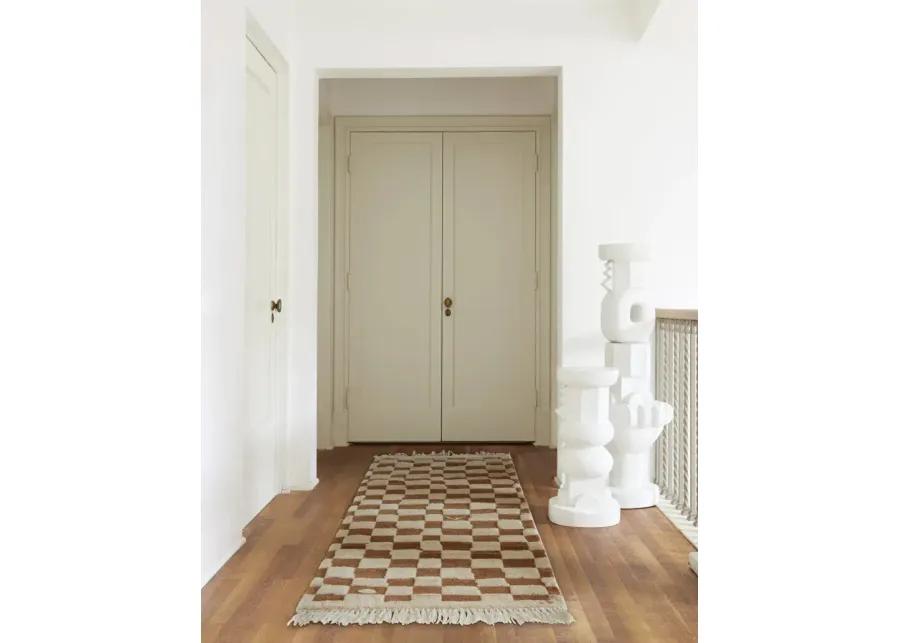 Irregular Checkerboard Hand-Knotted Wool Rug by Sarah Sherman Samuel