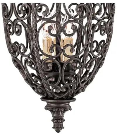 Franklin Iron French Scroll 15 1/4" Three Light Iron Foyer Chandelier