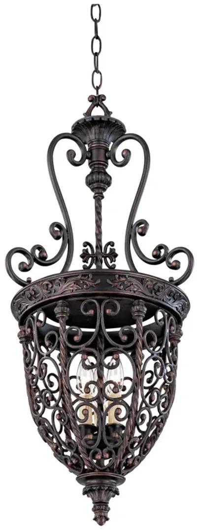 Franklin Iron French Scroll 15 1/4" Three Light Iron Foyer Chandelier