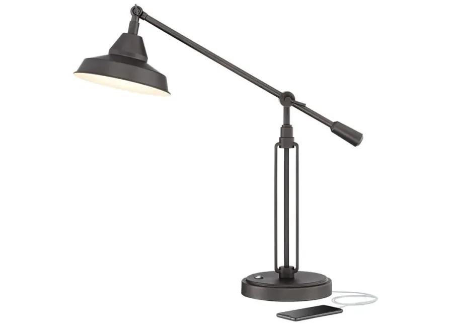 Franklin Iron Turnbuckle Industrial Bronze Adjustable USB Desk Lamp