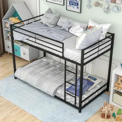 Metal Bunk Bed Twin Over Twin, Bunk Bed Frame With Safety Guard Rails, Heavy Duty