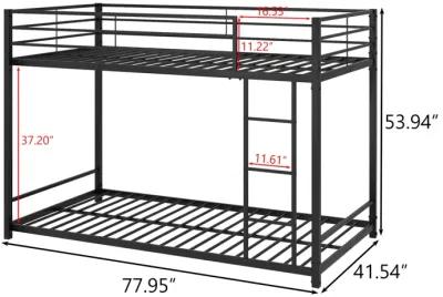 Metal Bunk Bed Twin Over Twin, Bunk Bed Frame With Safety Guard Rails, Heavy Duty