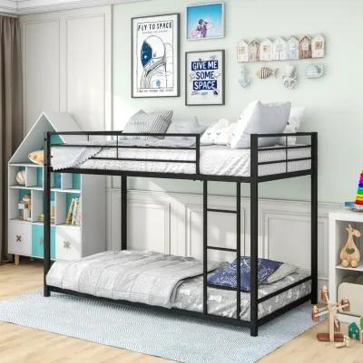 Metal Bunk Bed Twin Over Twin, Bunk Bed Frame With Safety Guard Rails, Heavy Duty