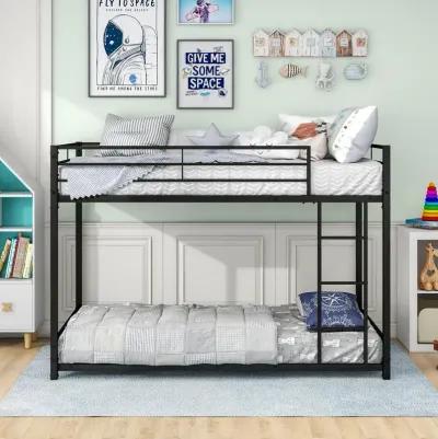 Metal Bunk Bed Twin Over Twin, Bunk Bed Frame With Safety Guard Rails, Heavy Duty