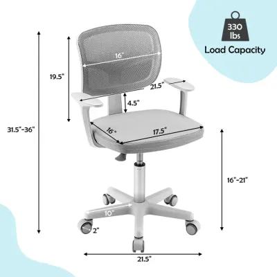 Adjustable Desk Chair with Auto Brake Casters for Kids