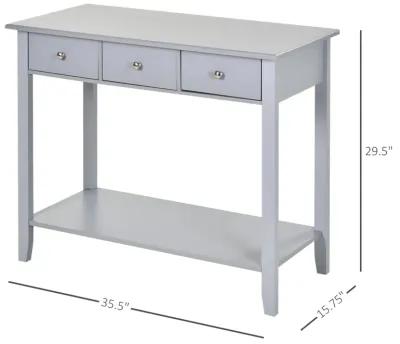 Grey Industrial Entryway: Console Table with Drawer & Shelf