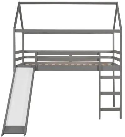 Merax Kids Children House Bed Loft Bed with Slide