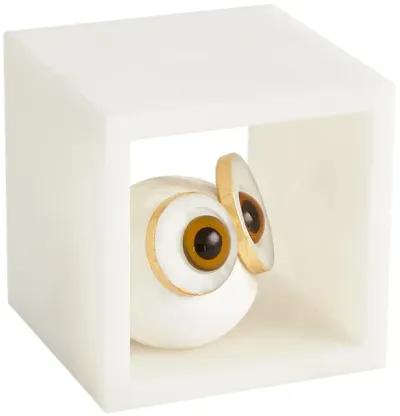 Alabaster Big Eyed Owl in Cube