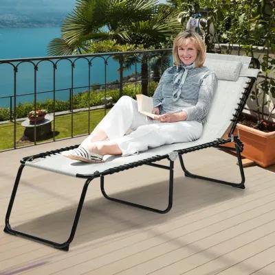 Folding Heightening Design Beach Lounge Chair with Pillow for Patio