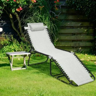 Folding Heightening Design Beach Lounge Chair with Pillow for Patio