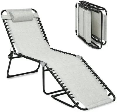 Folding Heightening Design Beach Lounge Chair with Pillow for Patio