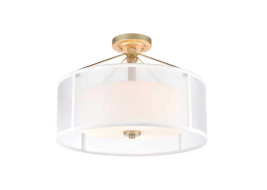 Diffusion 18'' Wide 3-Light Silver Semi Flush Mount