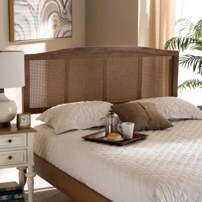 Baxton Studio Marieke  Ash Wanut Finished Wood and Synthetic Rattan King Size Headboard