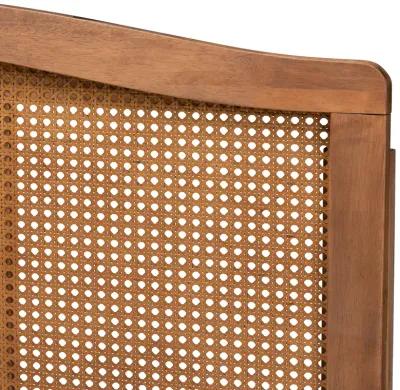 Baxton Studio Marieke  Ash Wanut Finished Wood and Synthetic Rattan King Size Headboard