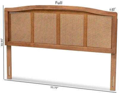 Baxton Studio Marieke  Ash Wanut Finished Wood and Synthetic Rattan King Size Headboard