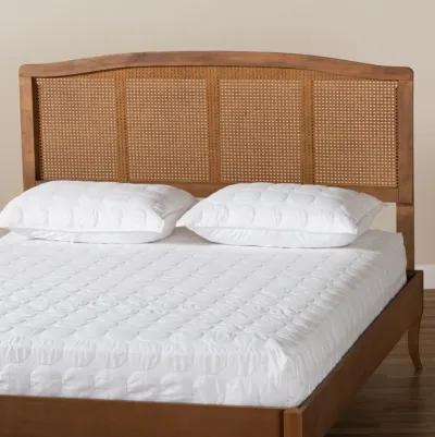 Baxton Studio Marieke  Ash Wanut Finished Wood and Synthetic Rattan King Size Headboard