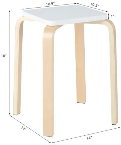 Stackable Stools Set of 4 with Square Top and Rounded Corners