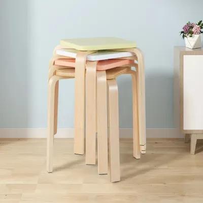 Stackable Stools Set of 4 with Square Top and Rounded Corners