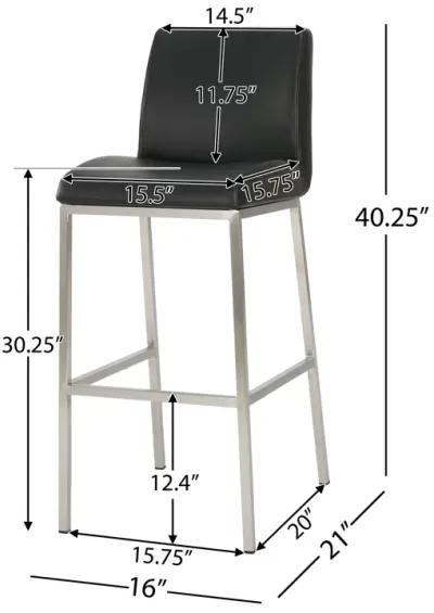 Cozy and Sleek Stainless Steel Barstool with Upholstered Seat